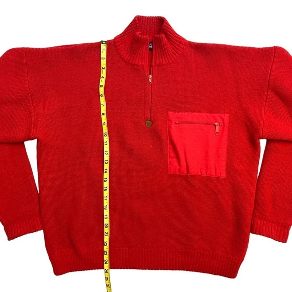 Patagonia Vintage Red Men’s Knit Wool Sweater Quarter Zip Size S Pocket Pullover - Picture 4 of 8